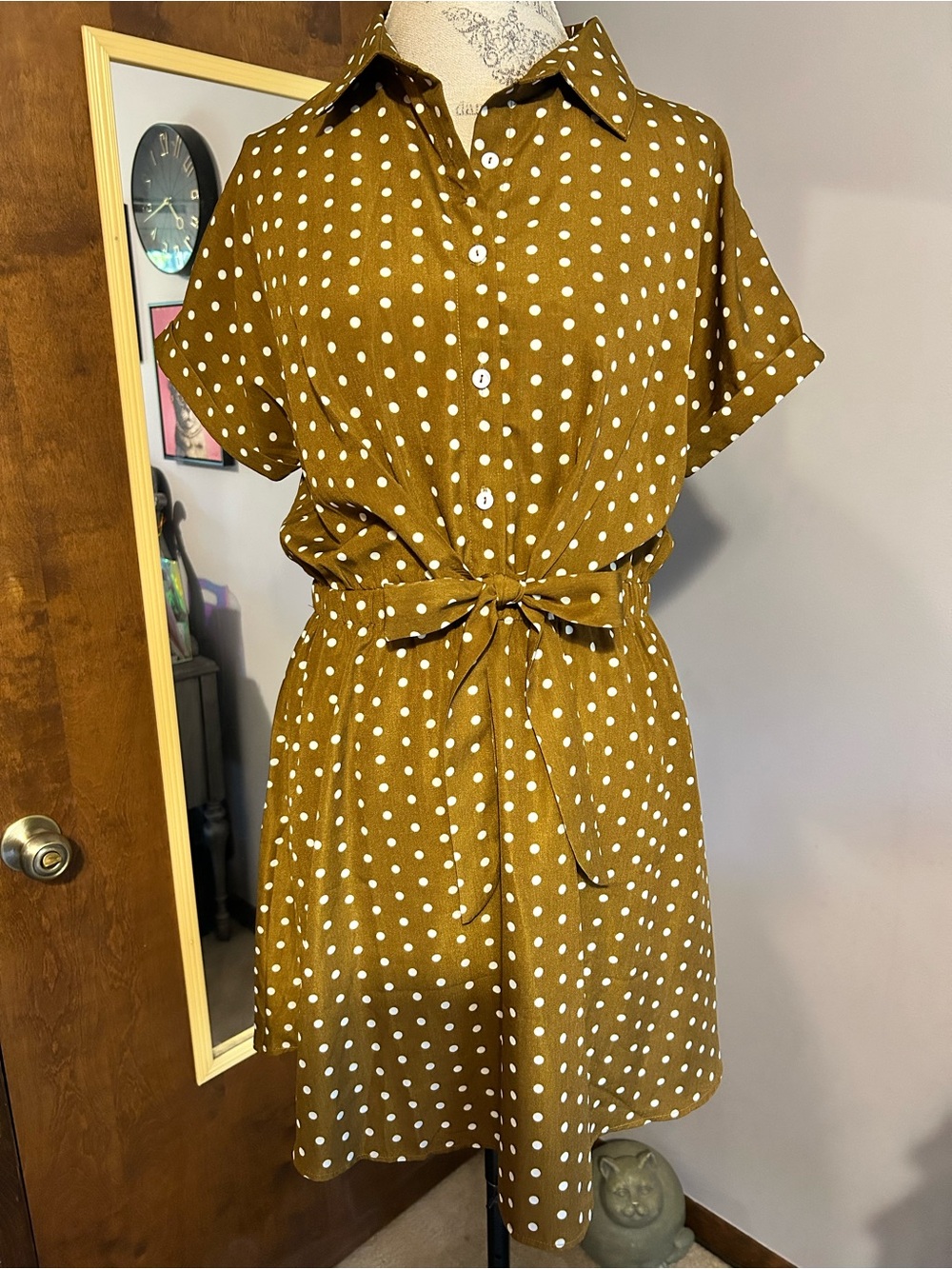 Brown Polka Dot Mini Dress